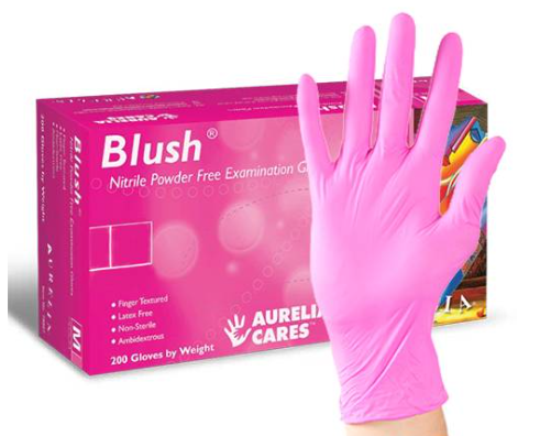 Aurelia Blush Nitrile Powder Free Pink Gloves - Medium