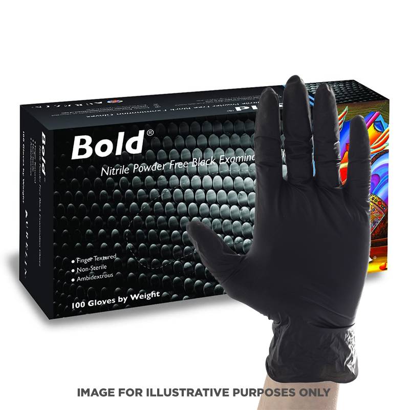 Nitrile Gloves - Powder Free - Black - Medium