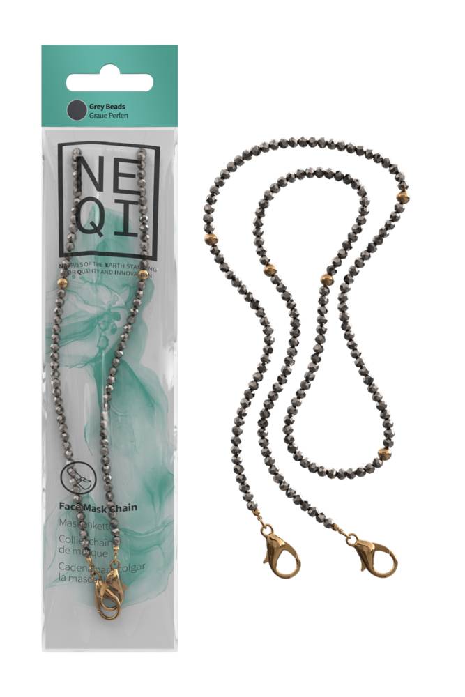 NEQI - Face Mask Chain - Grey Beads